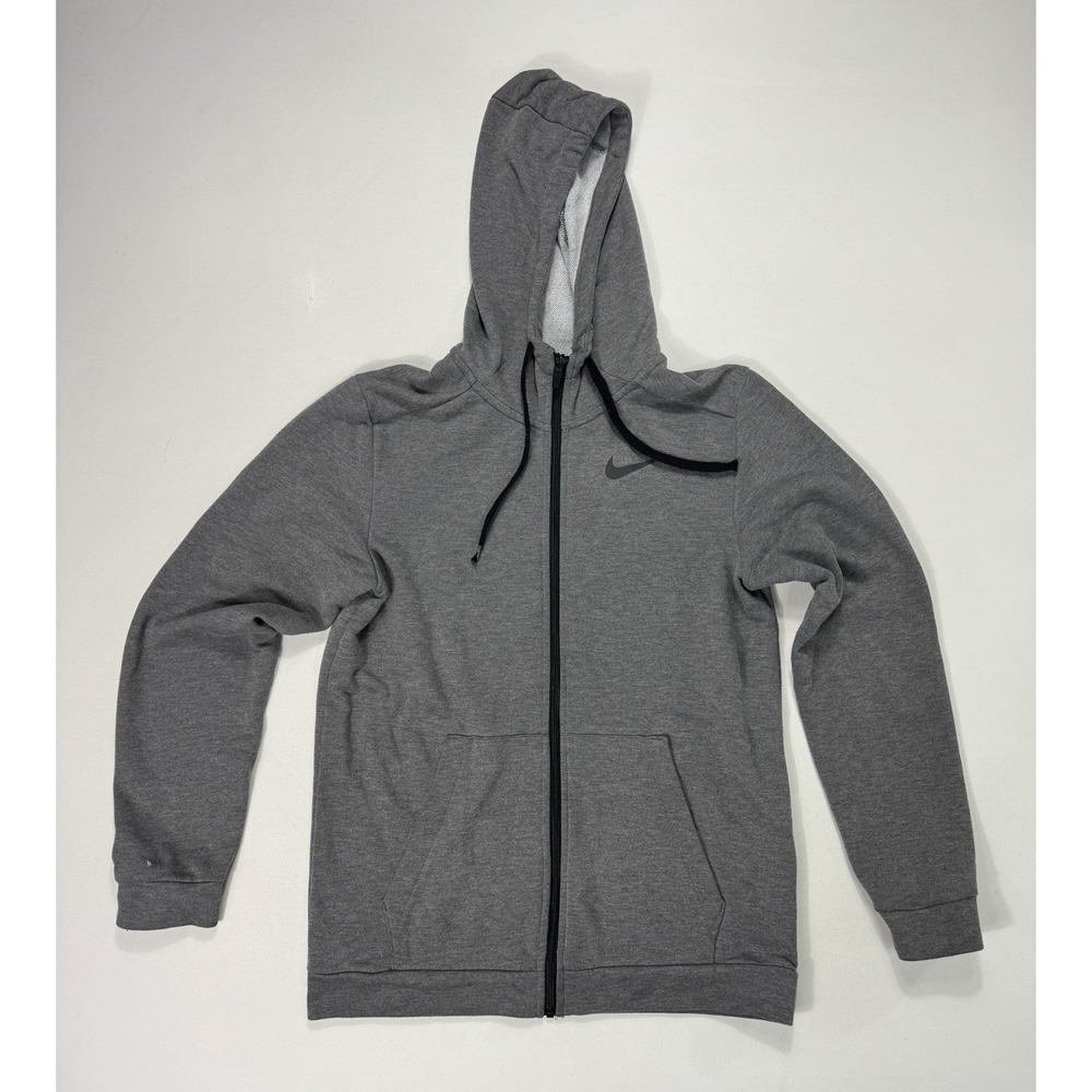 Nike Dri-FIT Mens Small Full Zip Training Hoodie Sweatshirt Gray CJ4317-071